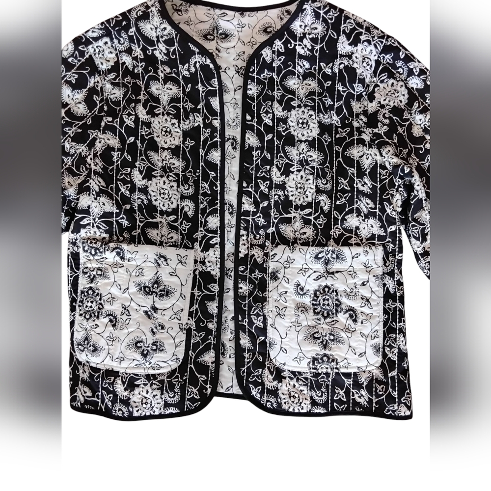Tulip Reversible Quilted Jacket Womens XL Cottagecore Bohemian Boho Quiet Luxury - Picture 4 of 9